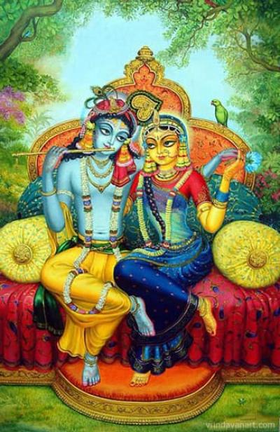 Radha Krishna on the throne