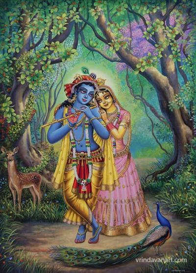 Shree Radha Krishna in the forest of Vrindavan