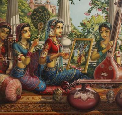 Radharani with gopis. Purva Raga